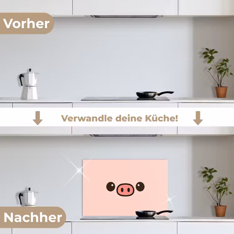 Spritzschutz Küche - Schwein - Rosa - Minimalistisch — 7