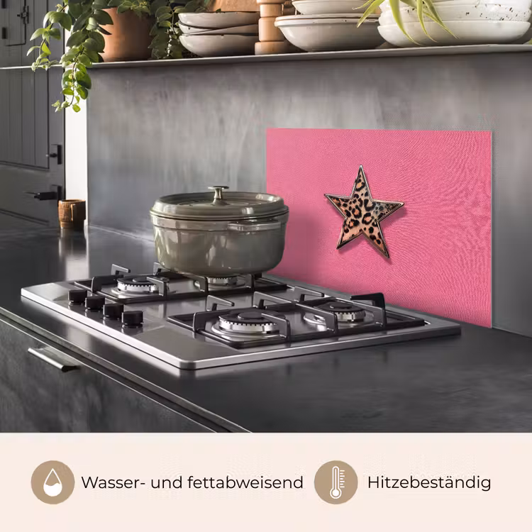 Spritzschutz Küche - Stern - Leopard - Druck - Rosa — 2