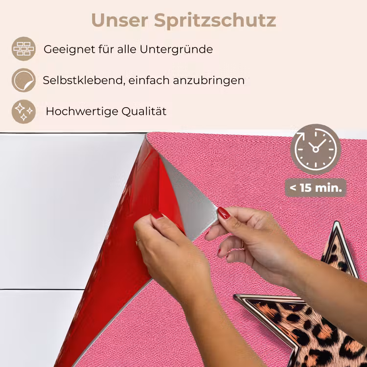 Spritzschutz Küche - Stern - Leopard - Druck - Rosa — 4