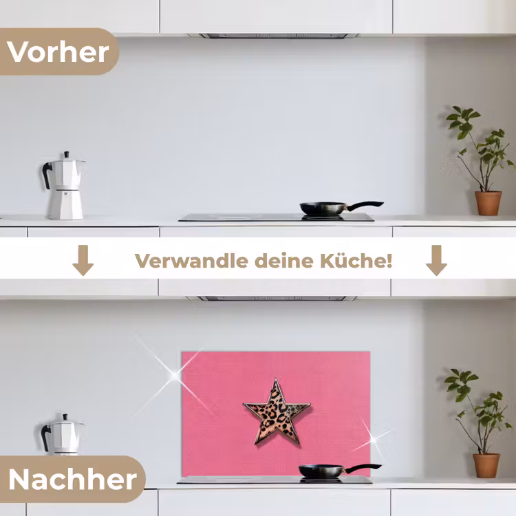 Spritzschutz Küche - Stern - Leopard - Druck - Rosa — 7
