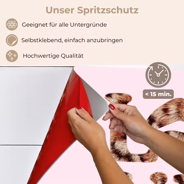 Spritzschutz Küche - Text - Liebe - Panthermantel - Hellrosa — 4