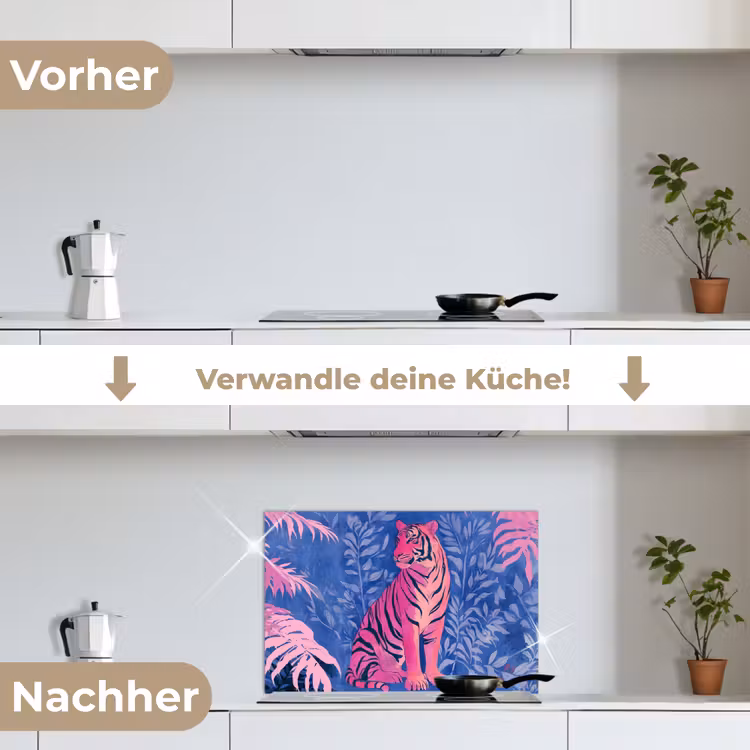 Spritzschutz Küche - Tiger - Rosa - Blatt - Dschungel — 7