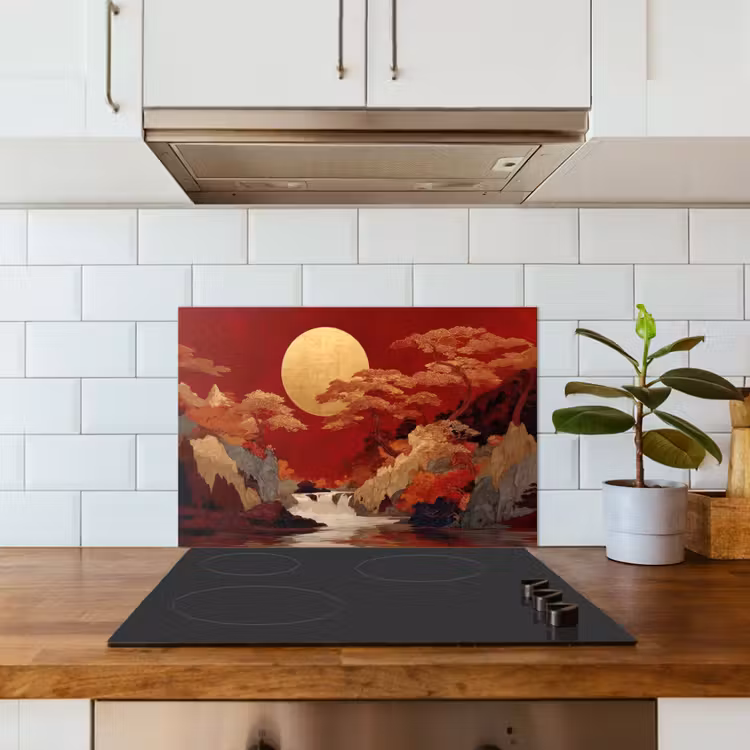 Spritzschutz Küche - Vollmond - Landschaft - Wasserfall — 3
