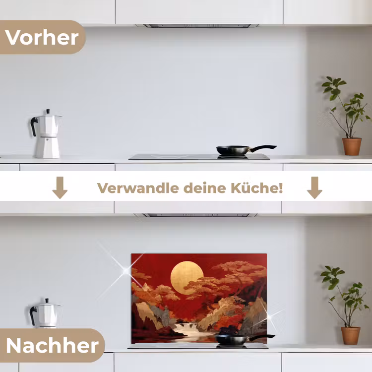 Spritzschutz Küche - Vollmond - Landschaft - Wasserfall — 7