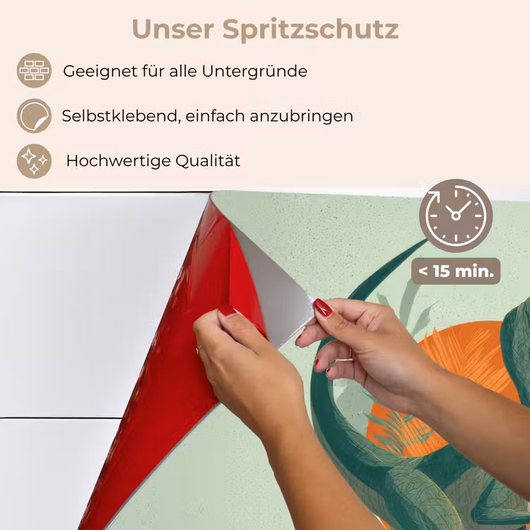 Spritzschutz Küche - Dino - Blätter - Grafik - Grün — 4