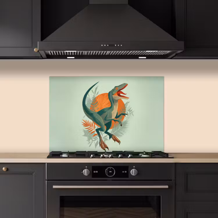 Spritzschutz Küche - Dino - Blätter - Grafik - Grün — 5