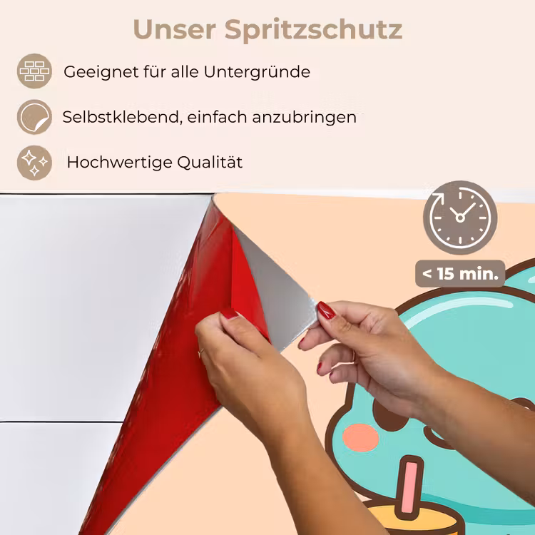 Spritzschutz Küche - Dino - Boba - kawaii - Orange — 4