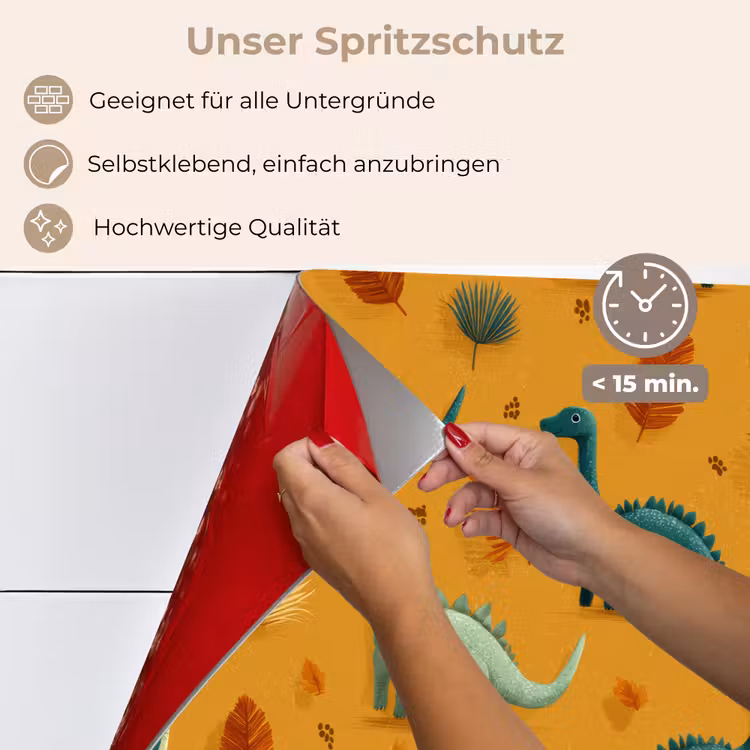 Spritzschutz Küche - Dinosaurier - Stacheln - Herbstblätter - Braun — 4