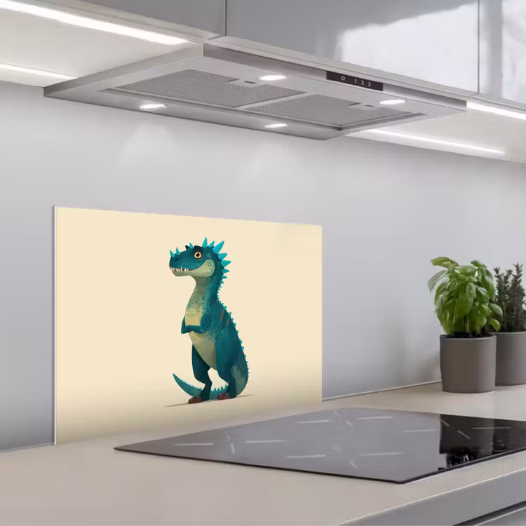 Spritzschutz Küche - Dinosaurier - Türkis - Stacheln — 1