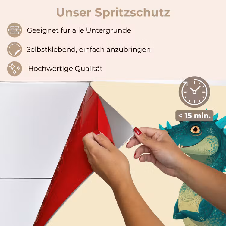Spritzschutz Küche - Dinosaurier - Türkis - Stacheln — 4