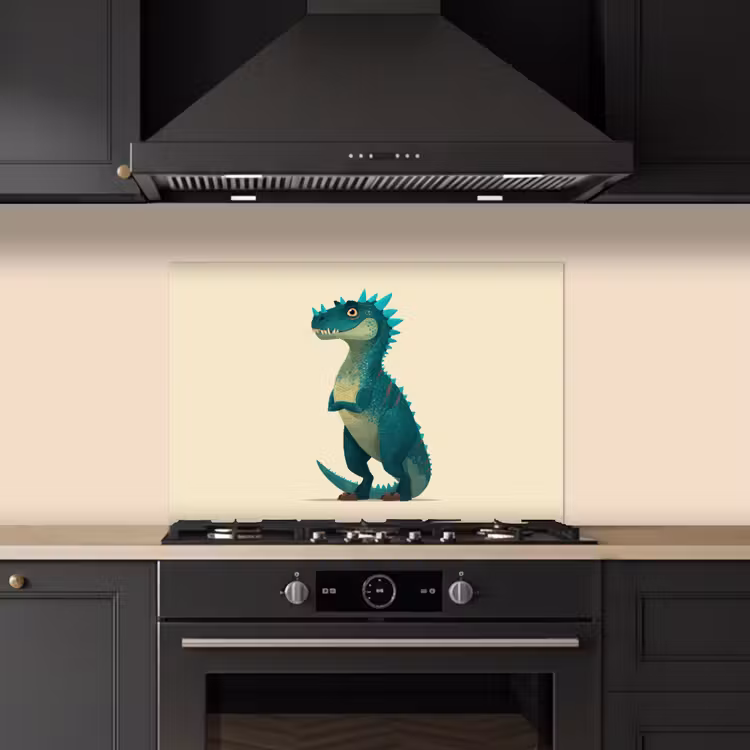 Spritzschutz Küche - Dinosaurier - Türkis - Stacheln — 5