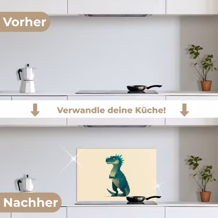 Spritzschutz Küche - Dinosaurier - Türkis - Stacheln — 7