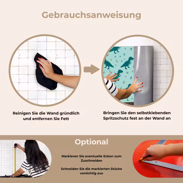 Spritzschutz Küche - Dunkelgrün - Dinosaurier - Drucke - Blätter — 6