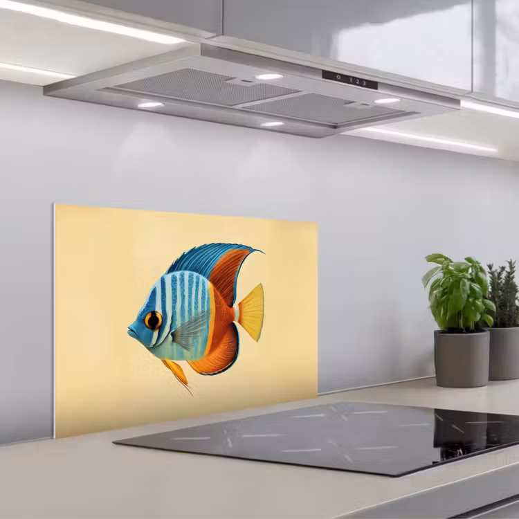Spritzschutz Küche - Fisch - Flossen - Blau - Augen — 1