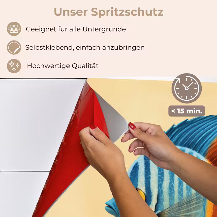 Spritzschutz Küche - Fisch - Flossen - Blau - Augen — 4