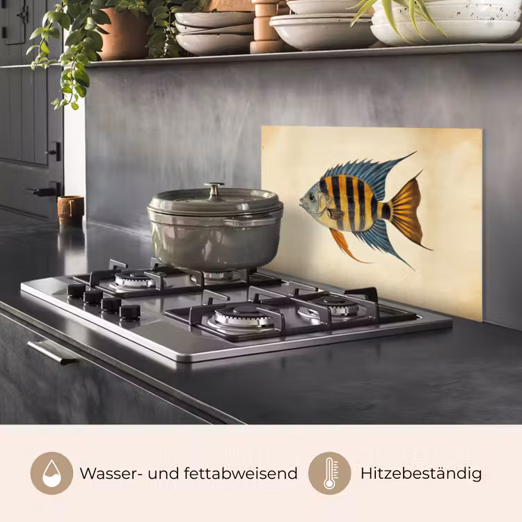 Spritzschutz Küche - Fische - Tropisch - Streifen - Flossen — 2