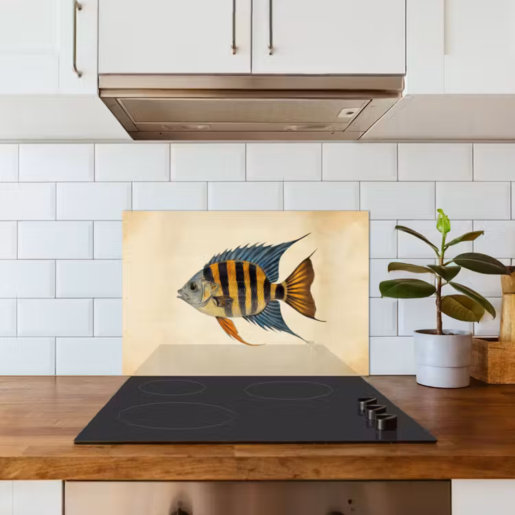 Spritzschutz Küche - Fische - Tropisch - Streifen - Flossen — 3