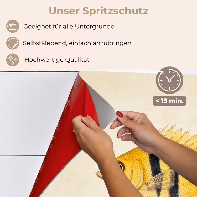 Spritzschutz Küche - Gelb - Fisch - Streifen - Tropisch — 4