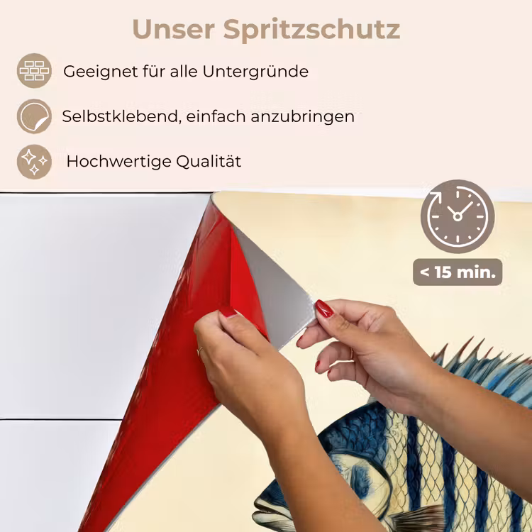 Spritzschutz Küche - Gestreift - Dunkelblau - Rückenflosse - Fisch — 4