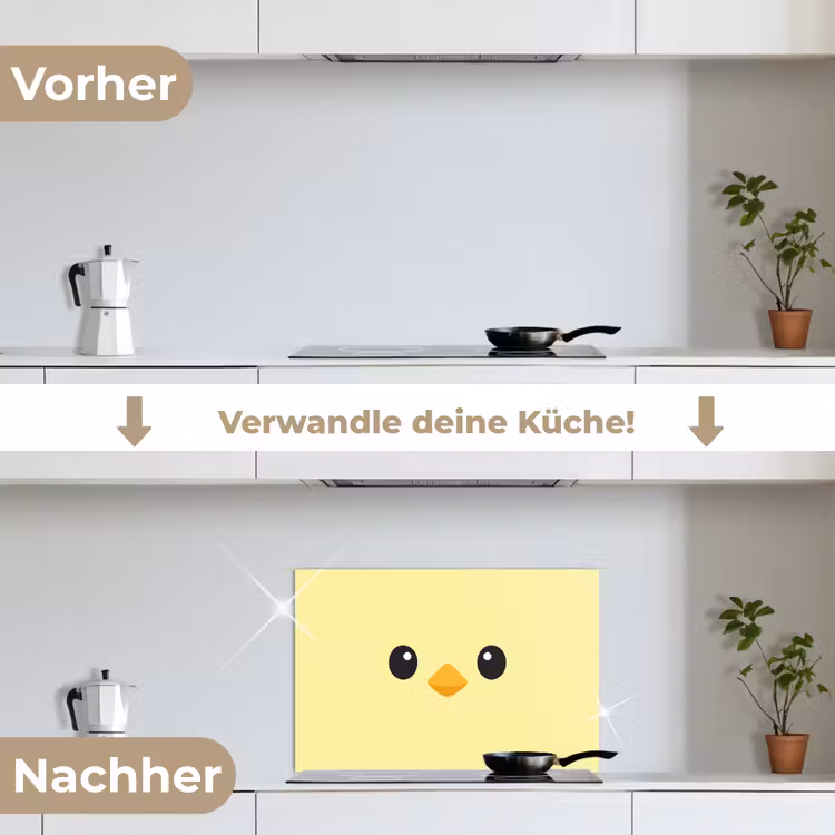 Spritzschutz Küche - Küken - Fröhlich - Gelb - Minimalistisch — 7