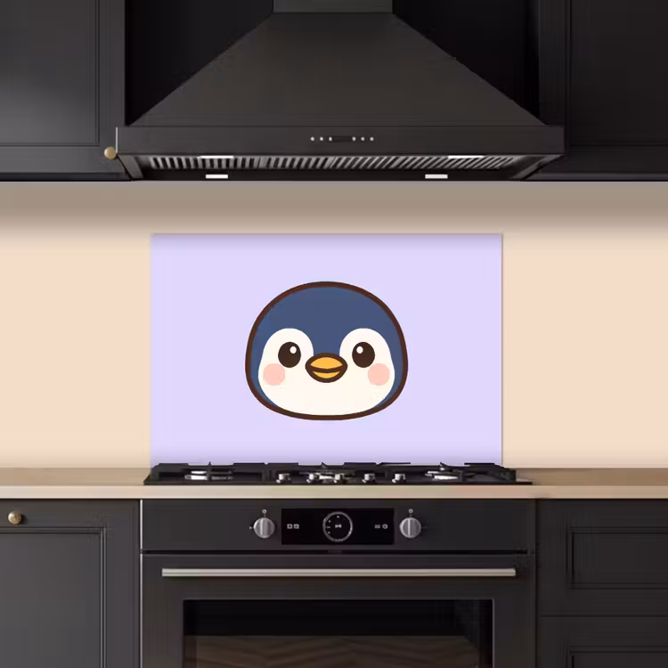 Spritzschutz Küche - Pinguin - Lila - Niedlich — 5