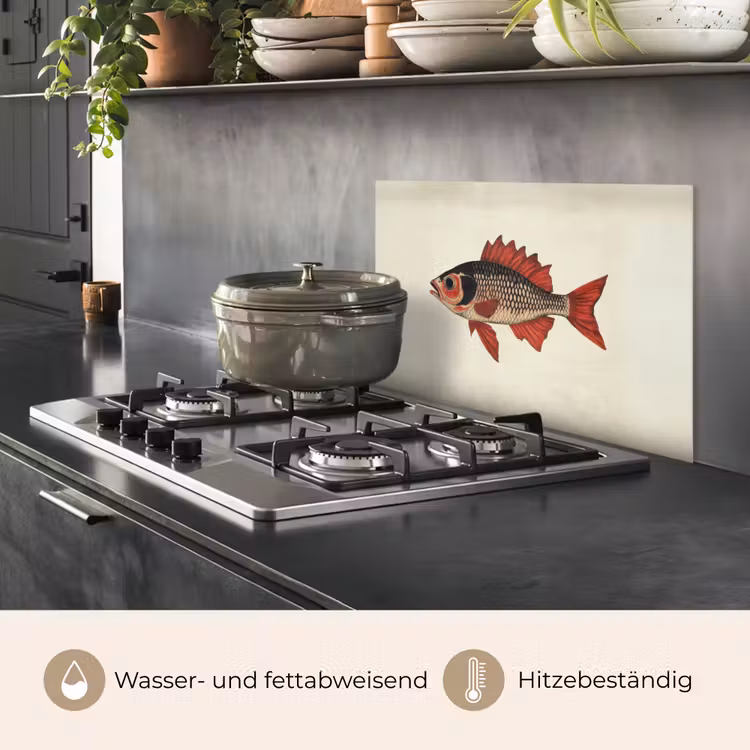 Spritzschutz Küche - Schuppen - Rot - Fisch - Flossen — 2