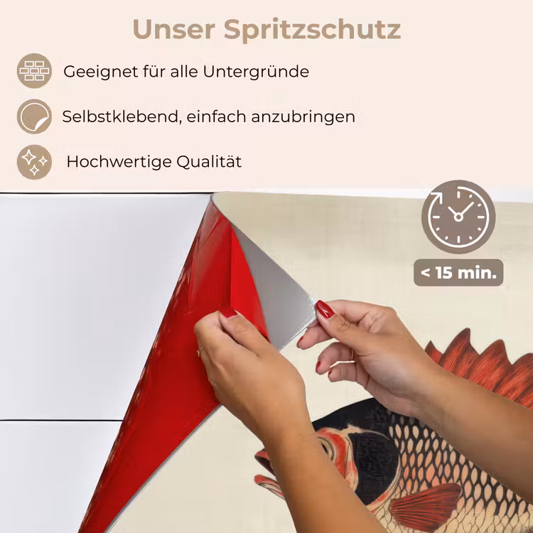 Spritzschutz Küche - Schuppen - Rot - Fisch - Flossen — 4