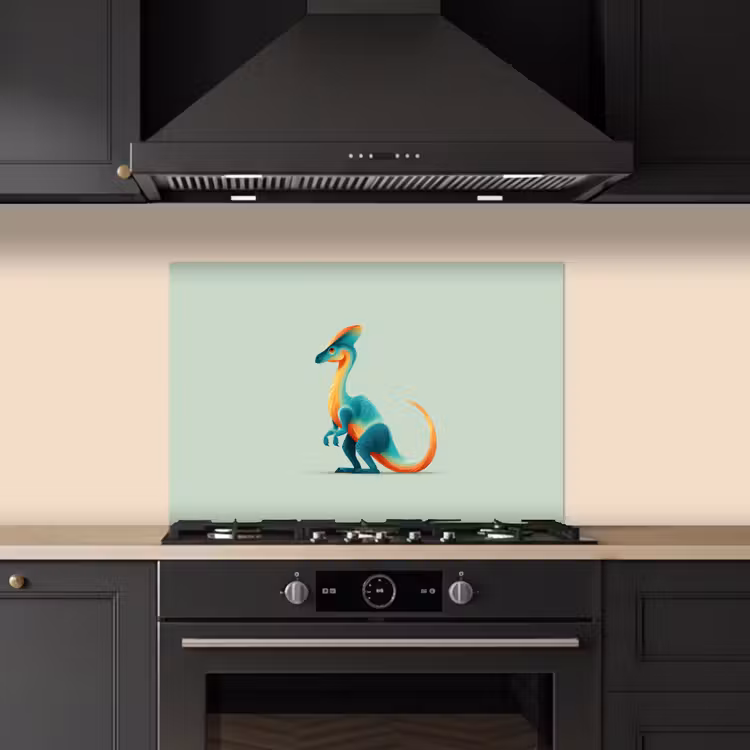 Spritzschutz Küche - Schwanz - Dino - Minimalistisch - Blau — 5