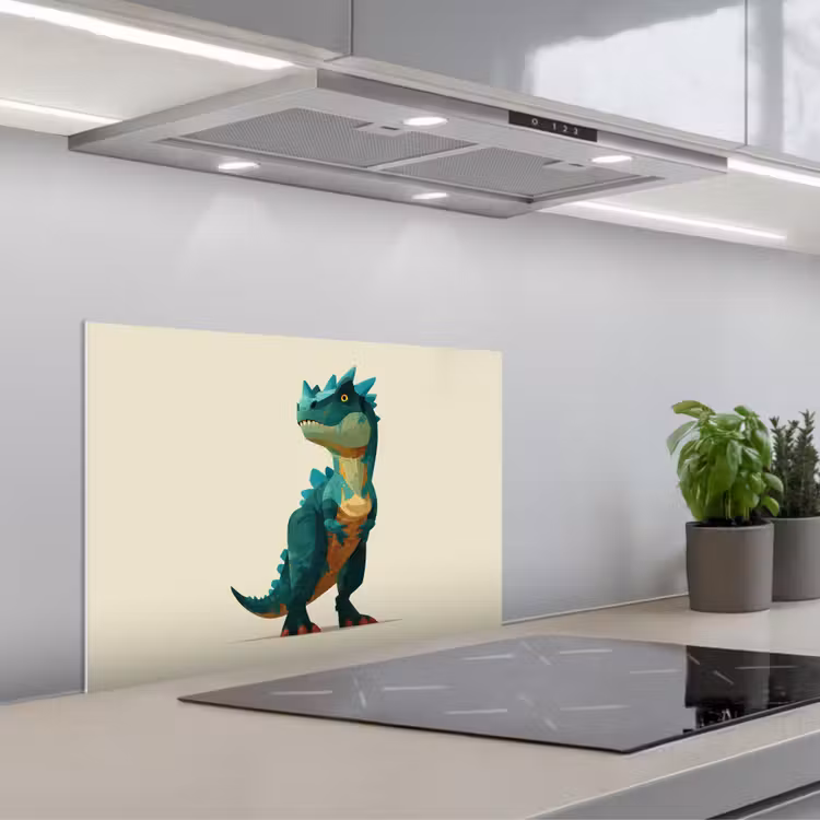 Spritzschutz Küche - Stacheln - Dino - Blau - Muskulös — 1