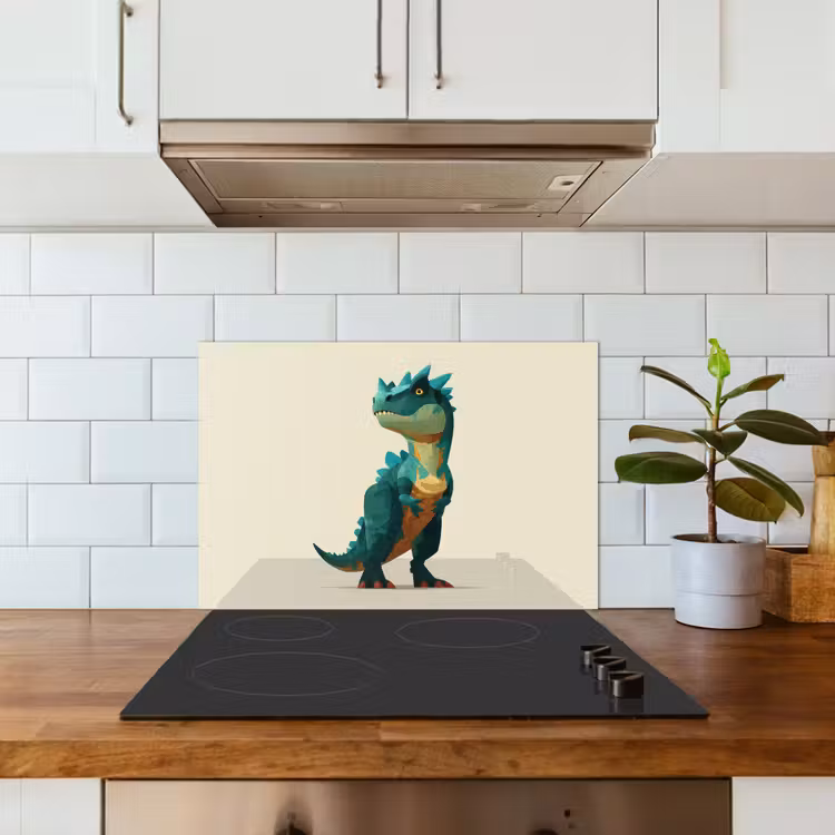 Spritzschutz Küche - Stacheln - Dino - Blau - Muskulös — 3