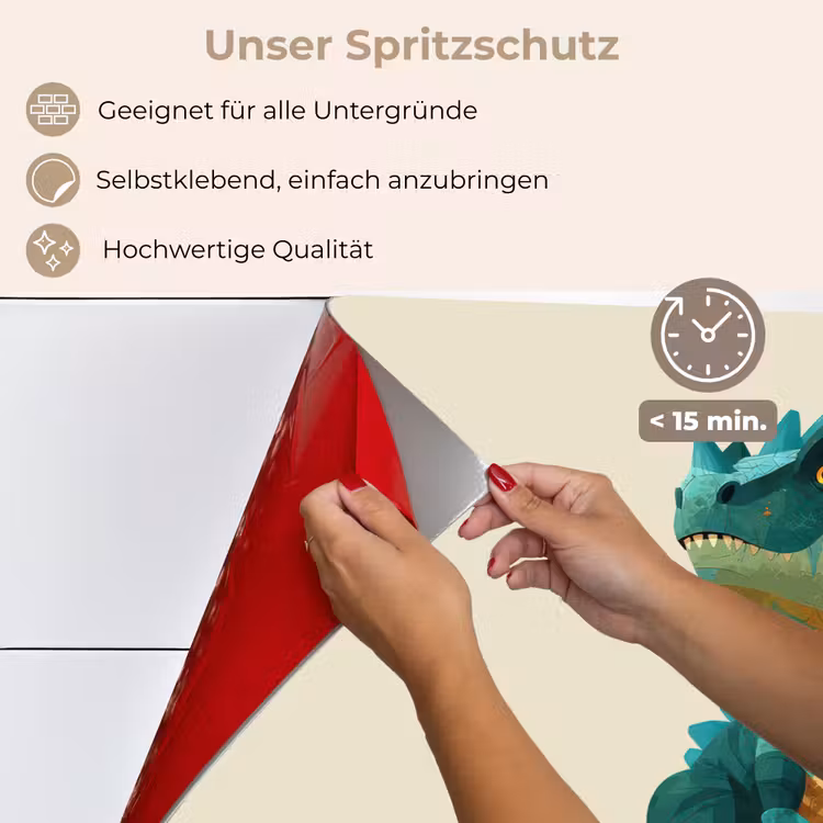 Spritzschutz Küche - Stacheln - Dino - Blau - Muskulös — 4