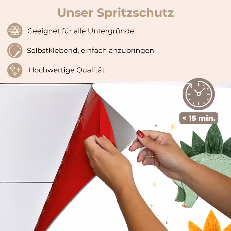 Spritzschutz Küche - Sterne - Stegosaurier - Blätter - Grün — 4