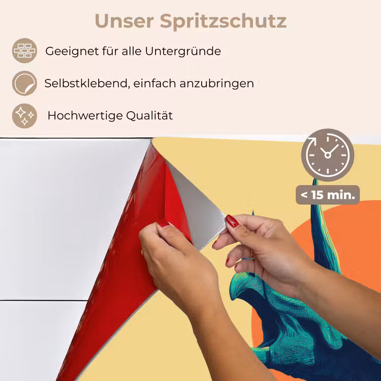 Spritzschutz Küche - Triceratops - Kreis - Orange - Hörner — 4