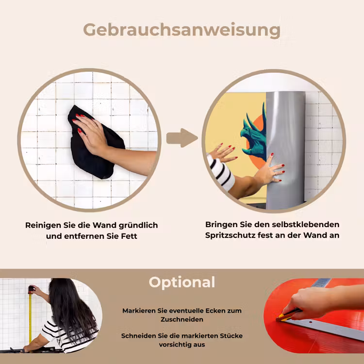 Spritzschutz Küche - Triceratops - Kreis - Orange - Hörner — 6