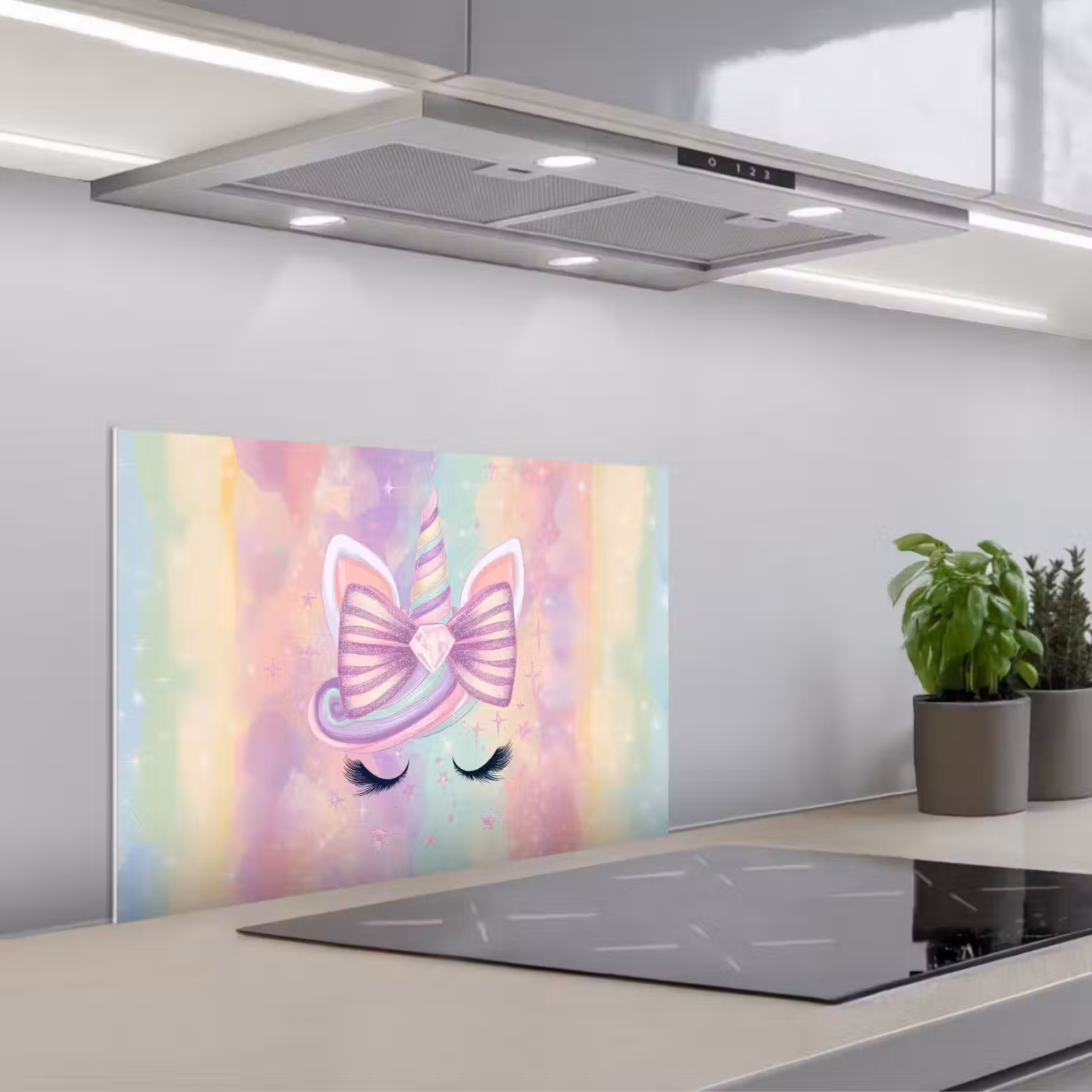 Spritzschutz Küche - Einhorn - Glitzer - Regenbogen - Pastell — 1