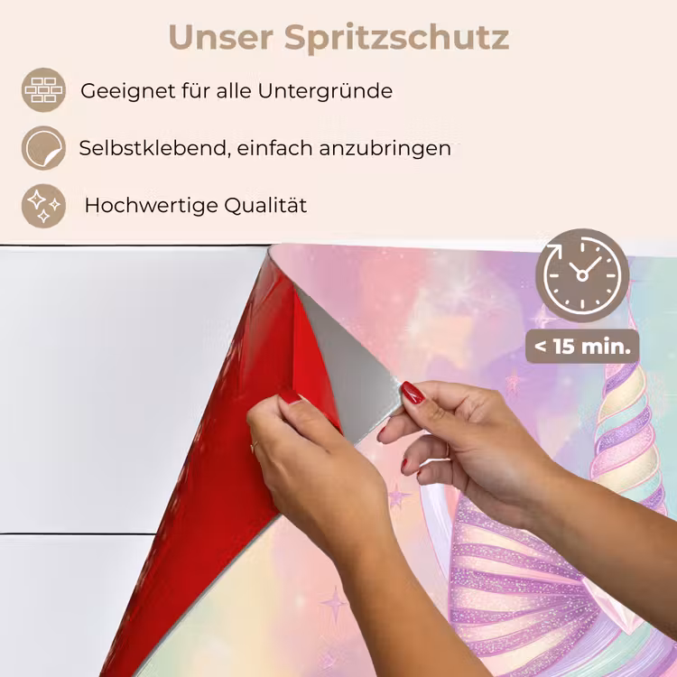 Spritzschutz Küche - Einhorn - Glitzer - Regenbogen - Pastell — 4