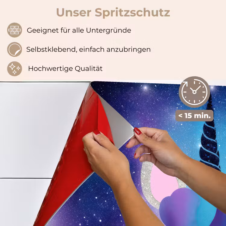 Spritzschutz Küche - Einhorn - Sterne - Blau — 4
