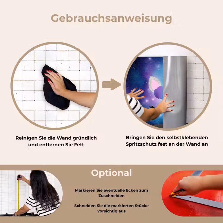 Spritzschutz Küche - Einhorn - Sterne - Blau — 6