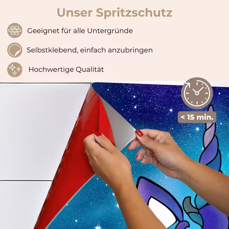 Spritzschutz Küche - Einhorn - Sternenhimmel - Blau — 4