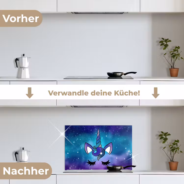 Spritzschutz Küche - Einhorn - Sternenhimmel - Blau — 7