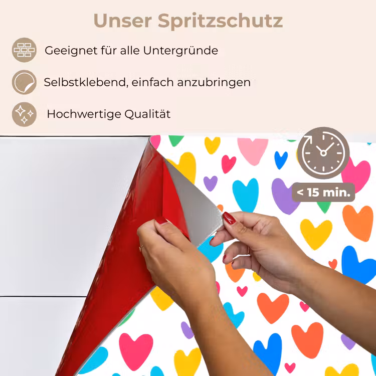 Spritzschutz Küche - Herzen - Bunt - Muster - Lebendig — 4