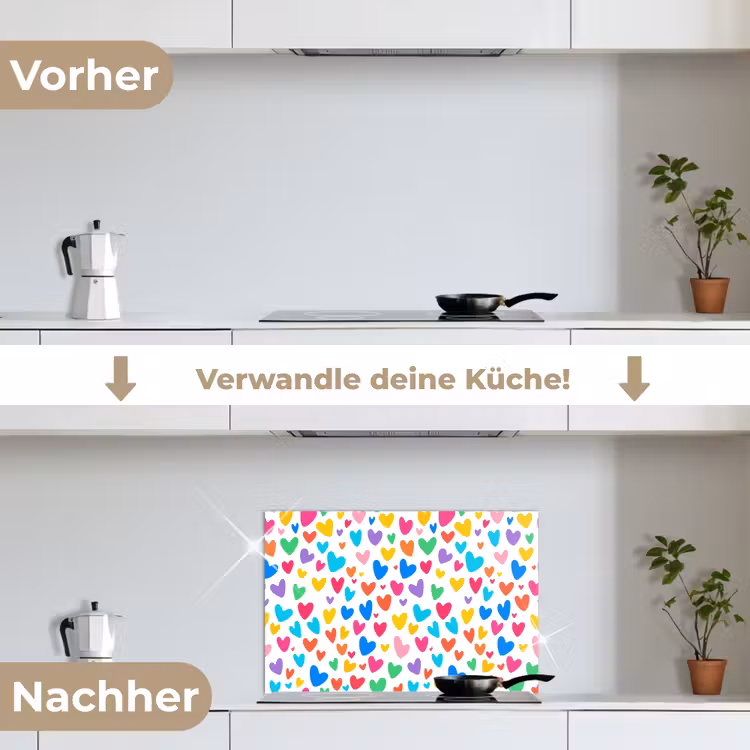 Spritzschutz Küche - Herzen - Bunt - Muster - Lebendig — 7