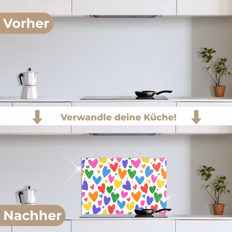 Spritzschutz Küche - Herzen - Muster - Farbenfroh — 7