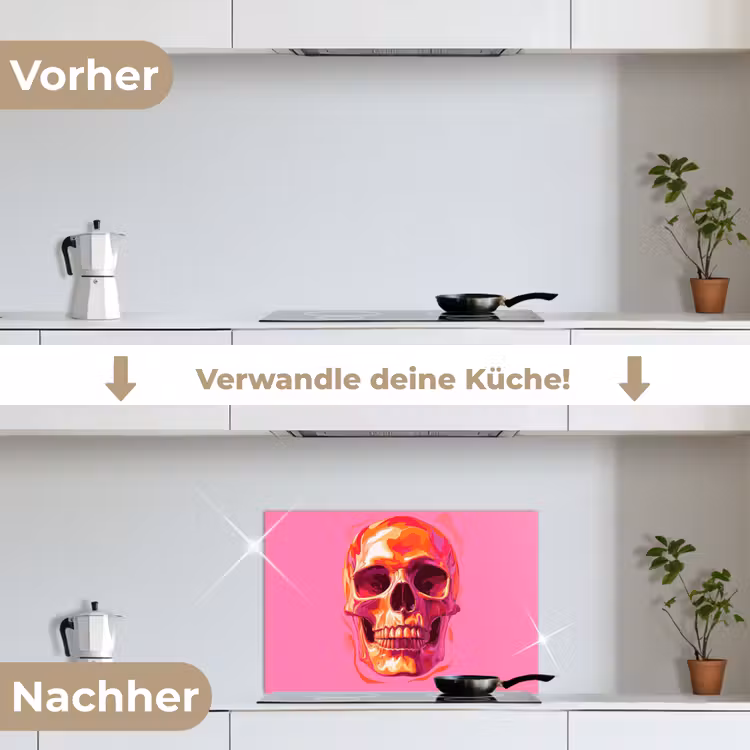 Spritzschutz Küche - Leuchtend rosa - Zähne - Schädel — 7