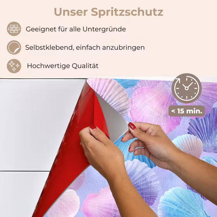 Spritzschutz Küche - Muscheln - Lila - Blau - Muster — 4