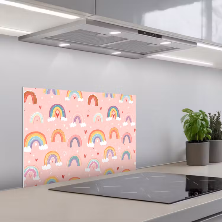 Spritzschutz Küche - Regenbogen - Muster - Pastell — 1