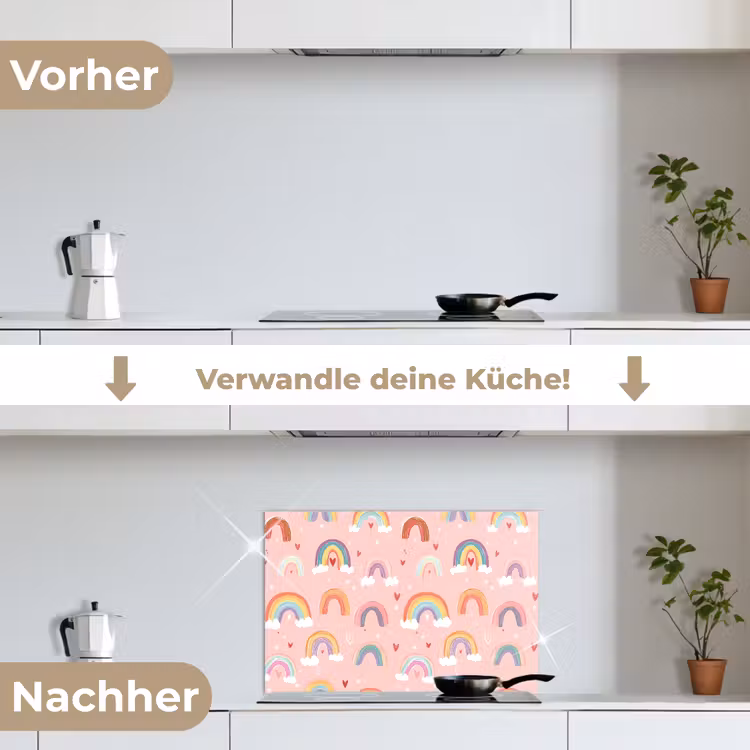 Spritzschutz Küche - Regenbogen - Muster - Pastell — 7