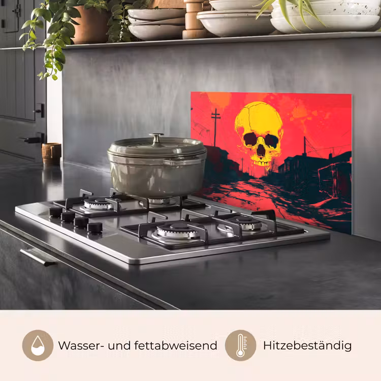 Spritzschutz Küche - Straße - Verlassen - Totenkopf - Gelb — 2