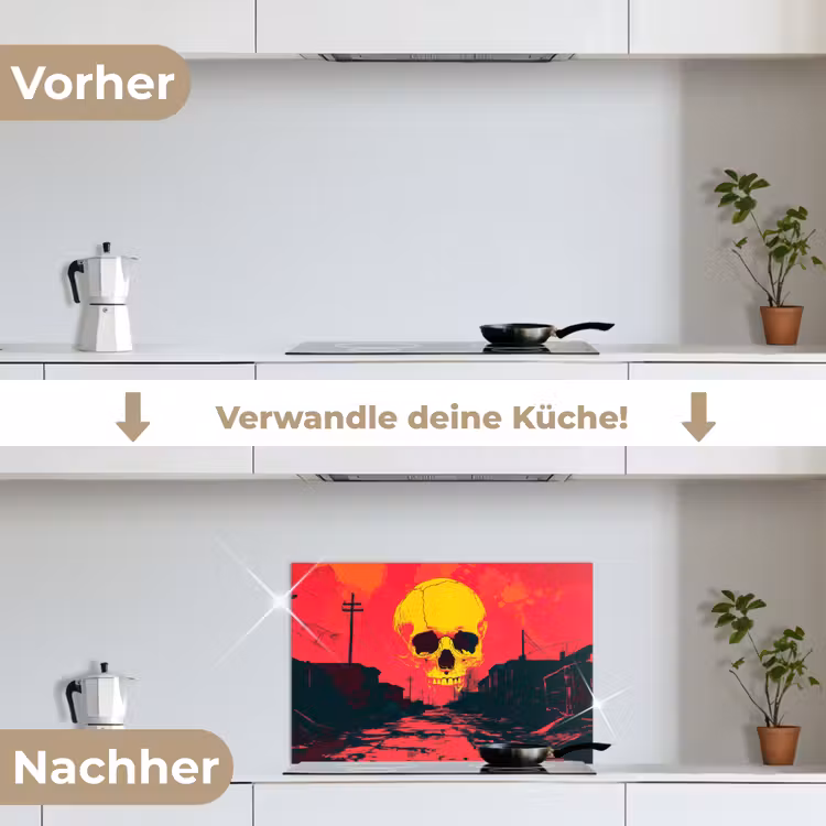 Spritzschutz Küche - Straße - Verlassen - Totenkopf - Gelb — 7