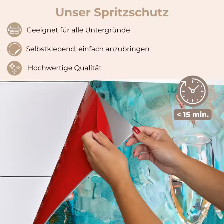 Spritzschutz Küche - Champagner - Malerei - Blumen - Kunst — 4